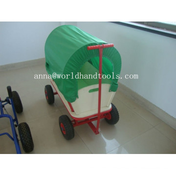 Kids Red Wooden Wagon with Canopy Tc1812m for Children